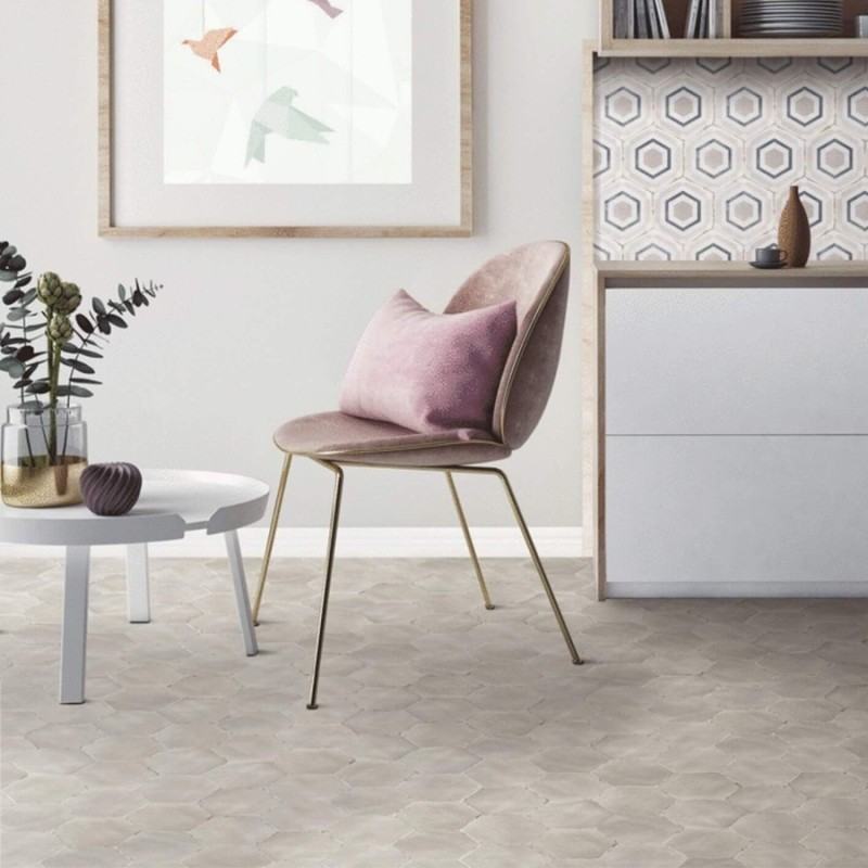 Carrelage hexagonal - carrelage TIBERIO TAUPE 14x16 cm effet carreaux ciment Carrelage hexagonal - carrelage TIBERIO TAUPE 14x16 cm effet carreaux ciment