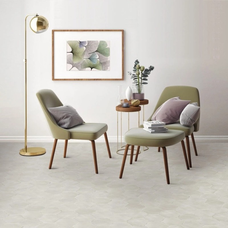 Carrelage hexagonal - carrelage RASSA GREY 14x16 cm effet carreaux ciment