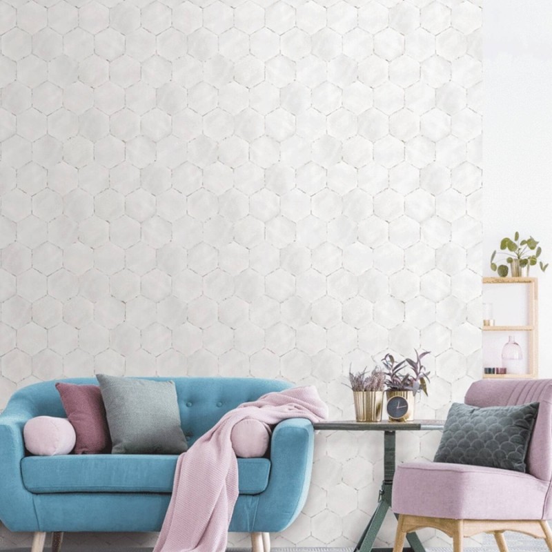 Carrelage hexagonal - carrelage SOLARO WHITE 14x16 cm effet carreaux ciment