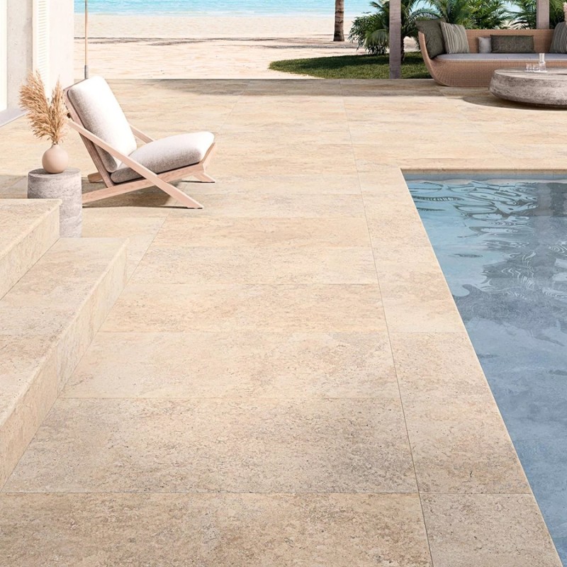 Effet pierre - Carrelage antidérapant Summer 60x120 effet travertin R11