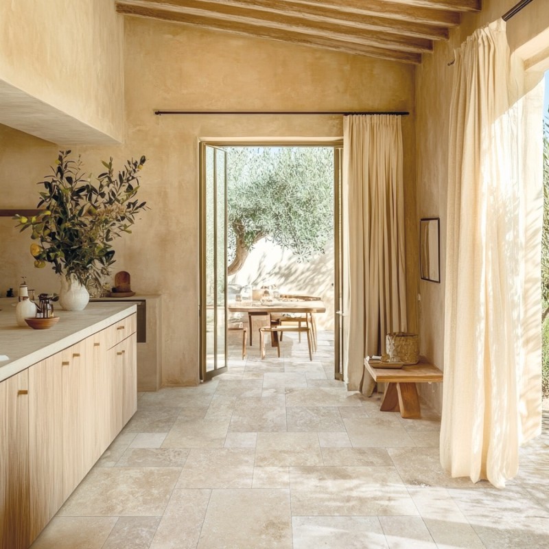 Carrelage travertin - Effet pierre - Carrelage Opus Romain Travertin - Effet Pierre