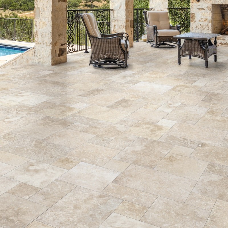 Effet pierre - Carrelage Opus romain Travertin R11 – effet pierre antidérapant