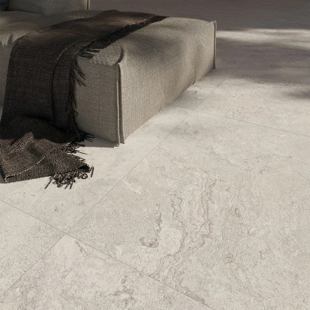 Effet pierre - Carrelage antidérapant Provenza Bone 90x90 – Travertin beige ivoire