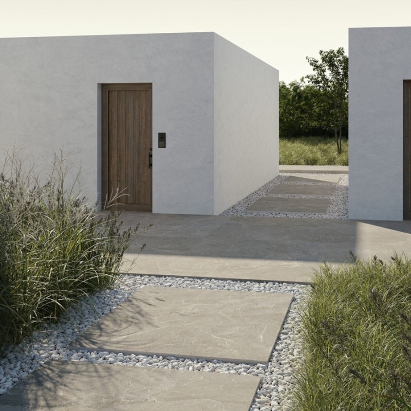 Dalle sur plots terrasse - Dalle terrasse Alchemy Iron 100x100 – Effet pierre grise