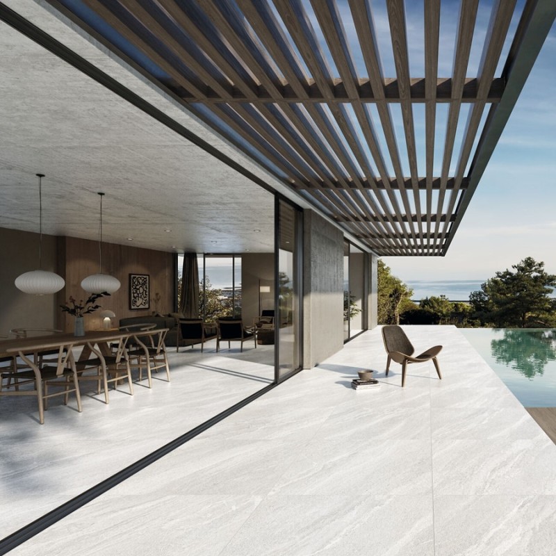 Effet pierre - Carrelage Alchemy Pearl 90x90 – Effet pierre blanche