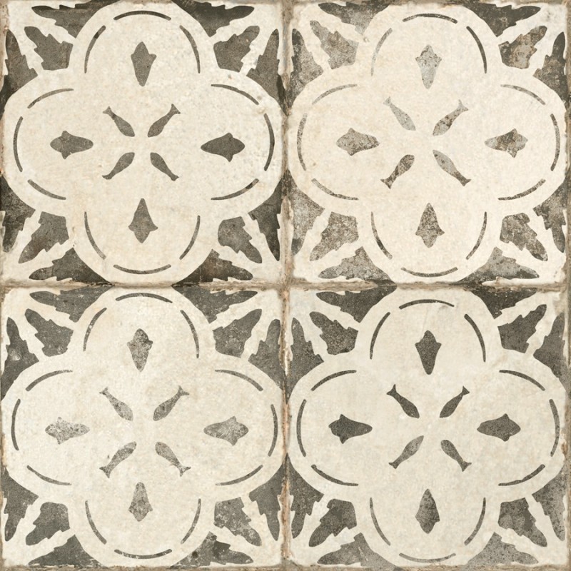 Carreaux ciment - Carrelage carreaux de ciment FS AURORA Black 45x45 – Motif ancien noir