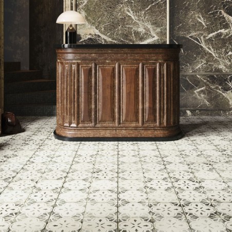 Carreaux ciment - Carrelage carreaux de ciment FS AURORA Black 45x45 – Motif ancien noir