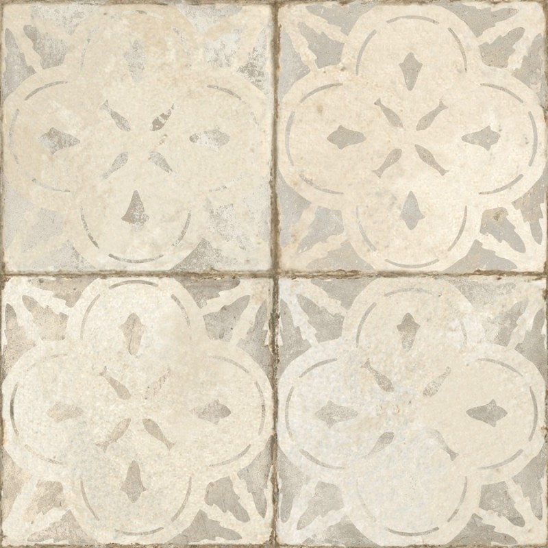 Carreaux ciment - Carrelage carreaux de ciment FS AURORA White 45x45 – Motif blanc ancien