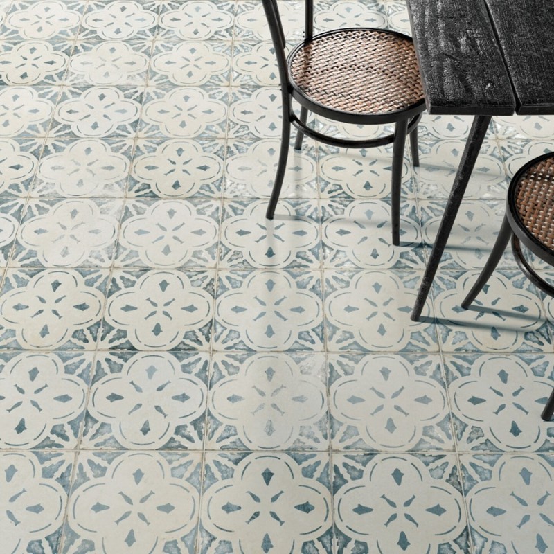 Carreaux ciment - Carrelage carreaux de ciment FS AURORA Blue 45x45 – Motif bleu ancien