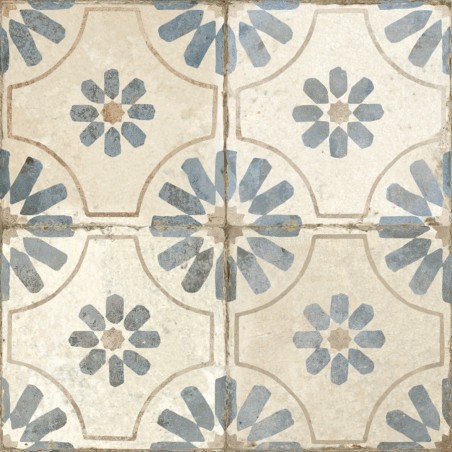 Carreaux ciment - Carrelage carreaux de ciment FS BLUME Blue 45x45 – Motif floral bleu