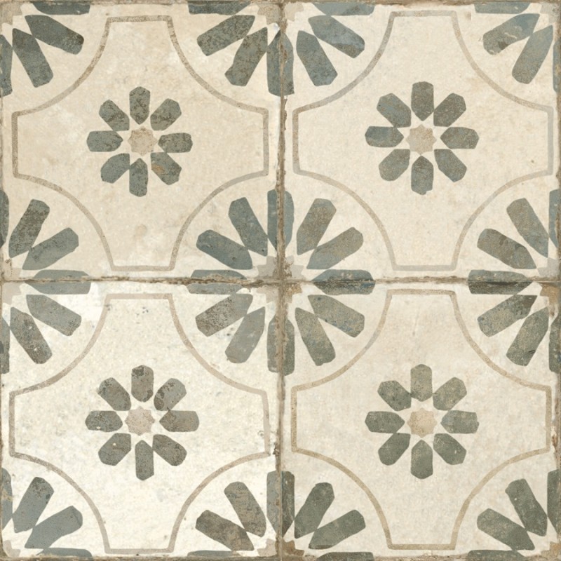 Carreaux ciment - Carrelage carreaux de ciment FS BLUME Sage 45x45 – Motif floral vert ancien