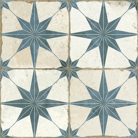 Carreaux ciment - Carrelage carreaux de ciment FS STAR Blue 45x45 – Etoile bleue effet ancien