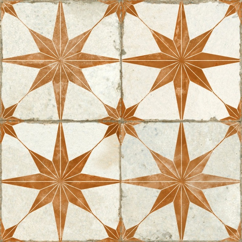 Carreaux ciment - Carrelage carreaux de ciment FS STAR Oxide 45x45 – Etoile effet rouille