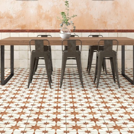 Carreaux ciment - Carrelage carreaux de ciment FS STAR Oxide 45x45 – Etoile effet rouille