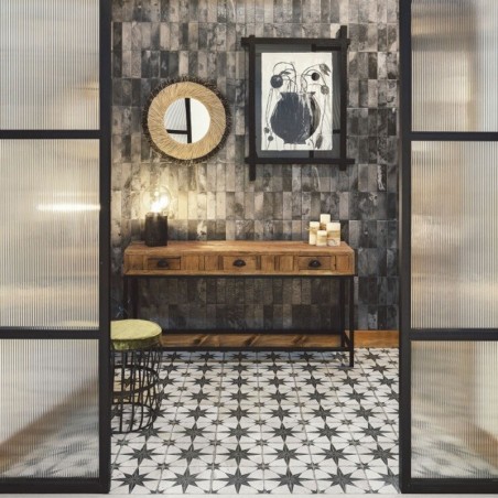 Carreaux ciment - Carrelage carreaux de ciment FS STAR-N 45x45 – Etoile noire et blanche