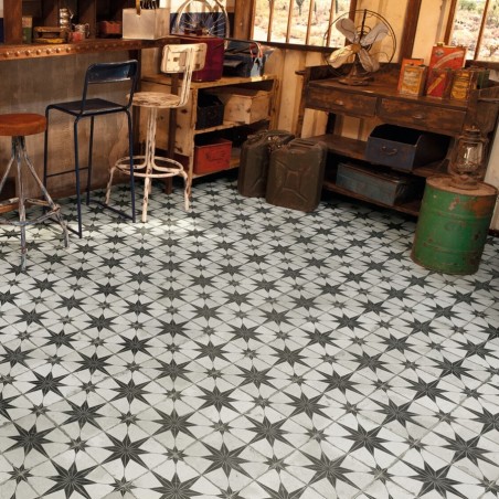 Carreaux ciment - Carrelage carreaux de ciment FS STAR-N 45x45 – Etoile noire et blanche