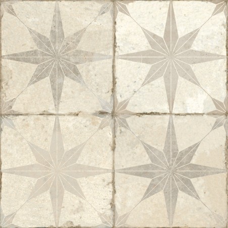 Carreaux ciment - Carrelage carreaux de ciment FS STAR White 45x45 – Etoile blanche