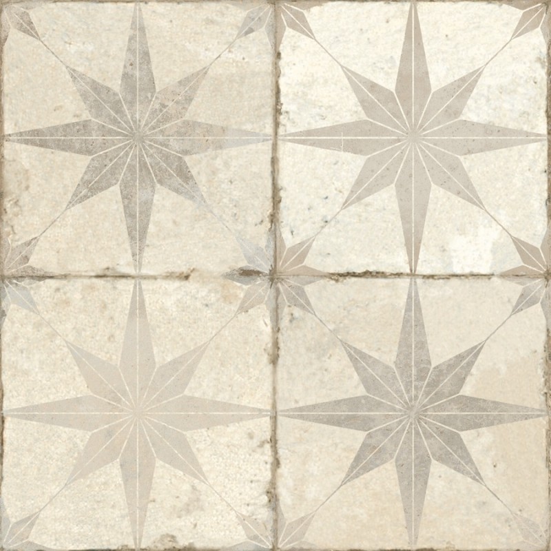 Carreaux ciment - Carrelage carreaux de ciment FS STAR White 45x45 – Etoile blanche
