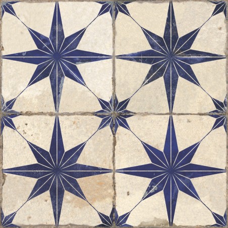 Carreaux ciment - Carrelage carreaux de ciment FS STAR Blue LT 45x45 – Etoile bleue texturée