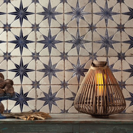 Carreaux ciment - Carrelage carreaux de ciment FS STAR Blue LT 45x45 – Etoile bleue texturée