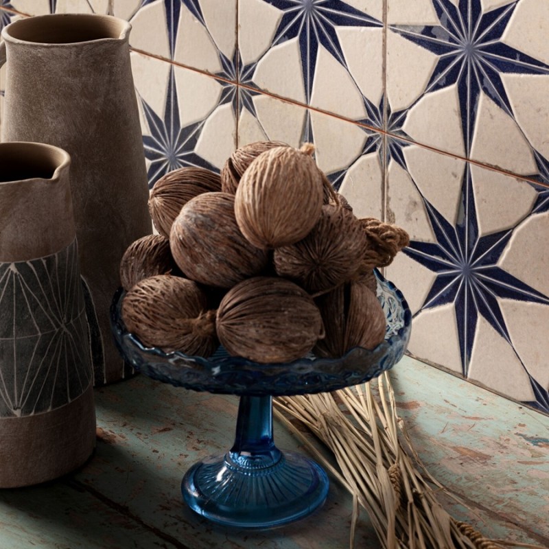 Carreaux ciment - Carrelage carreaux de ciment FS STAR Blue LT 45x45 – Etoile bleue texturée