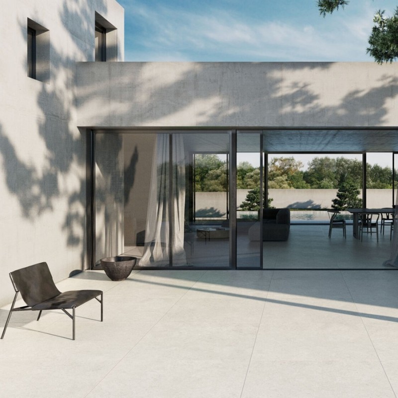 Effet pierre - Carrelage Cluny White 90x90 – Terrasse effet pierre de Bourgogne