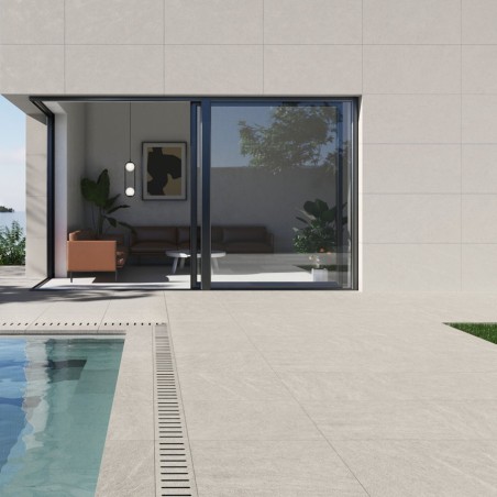 Effet pierre - Carrelage Nature White 60x120 – Terrasse effet pierre naturelle blanche