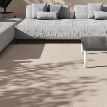 Effet béton - Carrelage antidérapant Verse Sand 120x120 Effet béton ciré beige