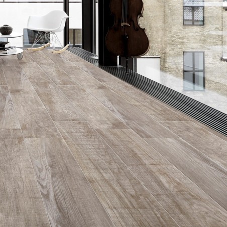 Extérieur - Carrelage antidérapant ONE’S Gris 22,5x90 – Terrasse imitation bois gris