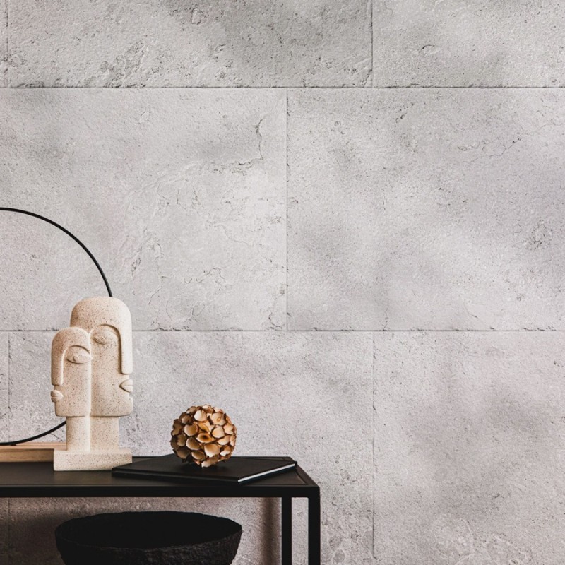 Carrelage travertin - Effet pierre - Carrelage intérieur ARLES Grey 60×90 – effet pierre naturelle