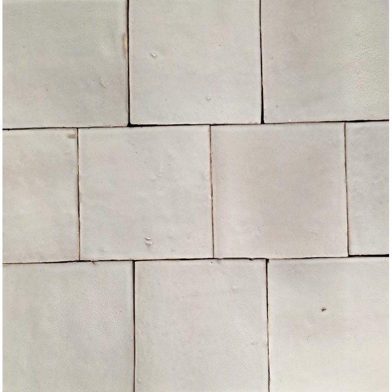 Zellige - Véritable carreau zellige marocain 10x10 cm BLANC CASSÉ