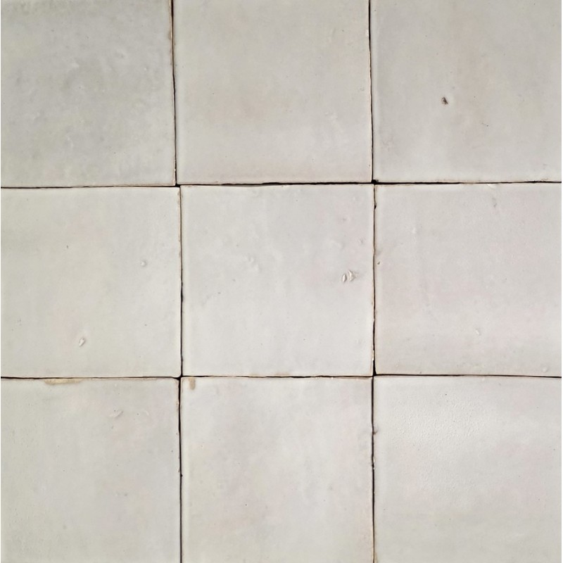 Zellige - Véritable carreau zellige marocain 10x10 cm BLANC CASSÉ