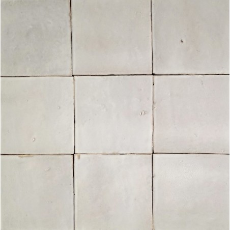 Zellige - Véritable carreau zellige marocain 10x10 cm BLANC CASSÉ