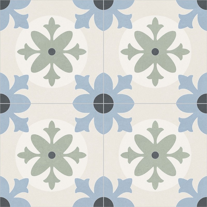 Carreaux ciment - Carrelage Javea 45x45 – Imitation carreaux de ciment bleu vert