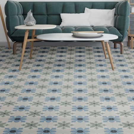 Carreaux ciment - Carrelage Javea 45x45 – Imitation carreaux de ciment bleu vert