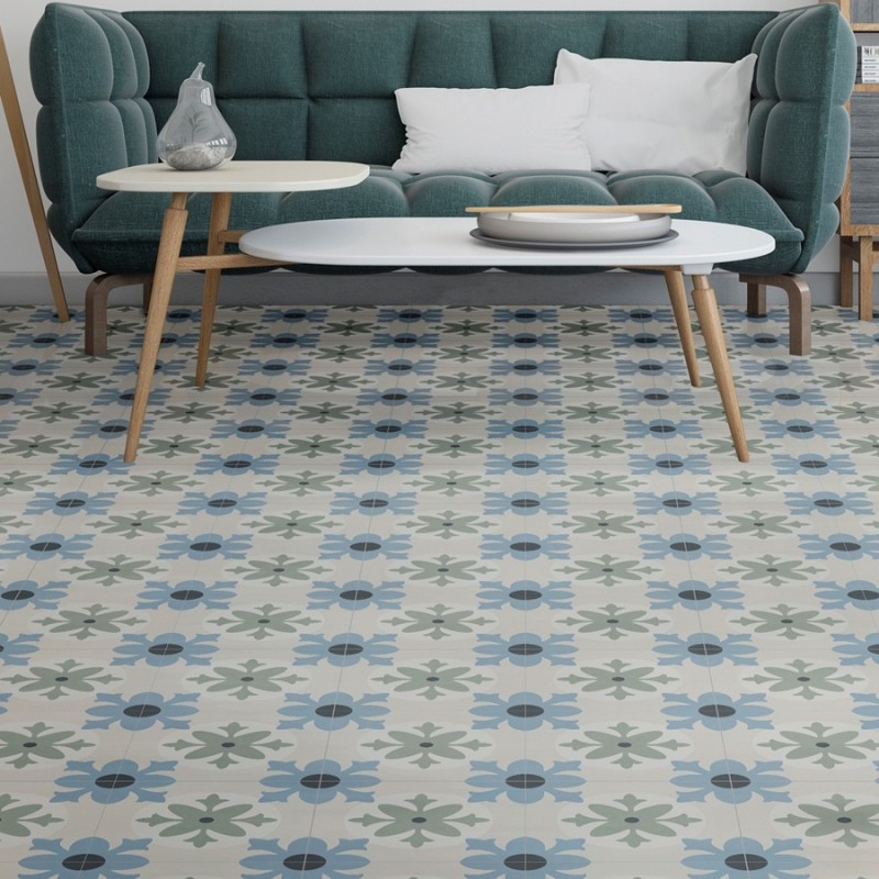 Carreaux ciment - Carrelage Javea 45x45 – Imitation carreaux de ciment bleu vert