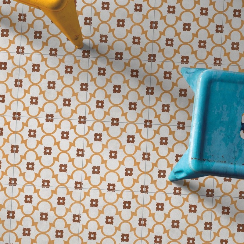 Carreaux ciment - Carrelage Salou 45x45 – Imitation carreaux de ciment ocre et blanc