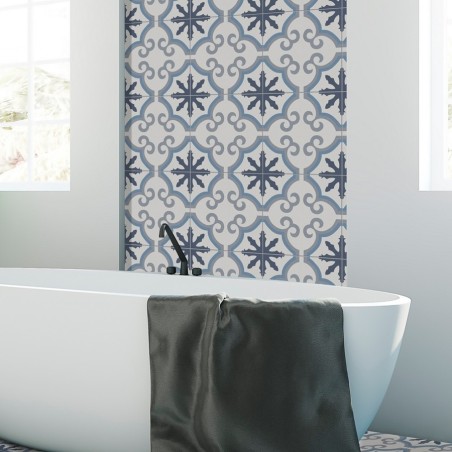 Carreaux ciment - Carrelage Galdana 45x45 – Imitation carreaux de ciment bleu