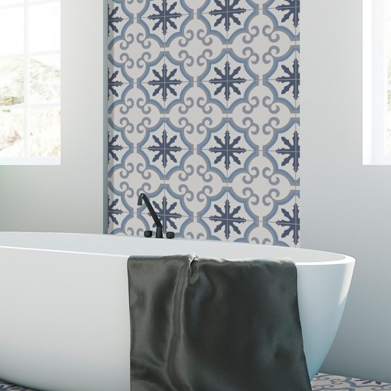 Carreaux ciment - Carrelage Galdana 45x45 – Imitation carreaux de ciment bleu