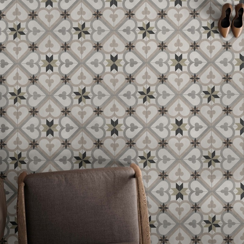 Carreaux ciment - Carrelage Cadaqués 45x45 – Imitation carreaux de ciment beige et gris