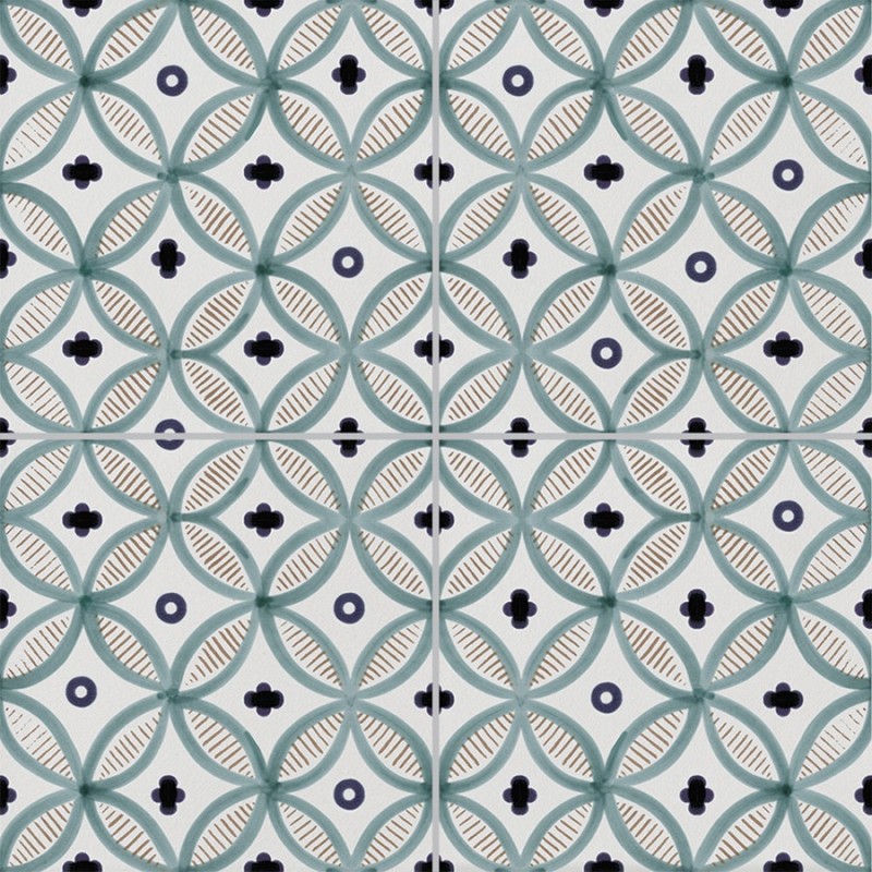 Carreaux ciment - Carrelage Gandia 45x45 – Imitation carreaux de ciment vert et bleu