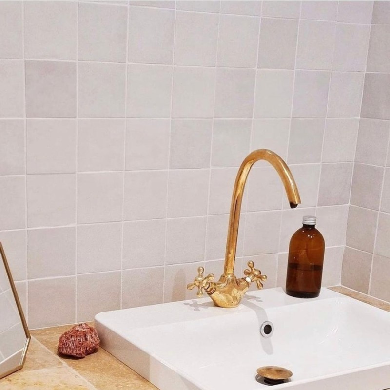 Zellige - Véritable carreau zellige marocain 10x10 cm BLANC CASSÉ