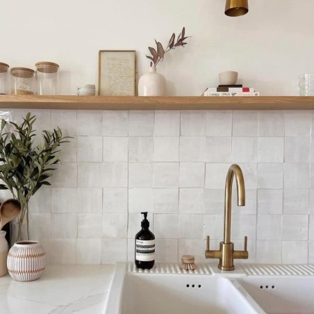 Zellige - Véritable carreau zellige marocain 10x10 cm BLANC CASSÉ