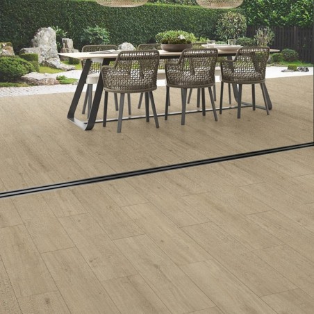 Extérieur - Carrelage antidérapant BREA Oak 30x120 – Terrasse imitation bois chêne naturel