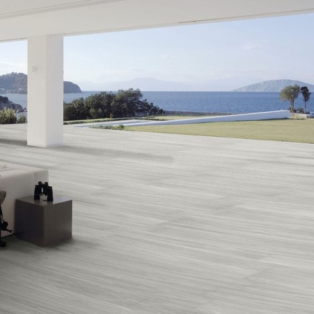 Extérieur - Carrelage Natura Gris 22,5x90 – Terrasse imitation bois gris bord de mer