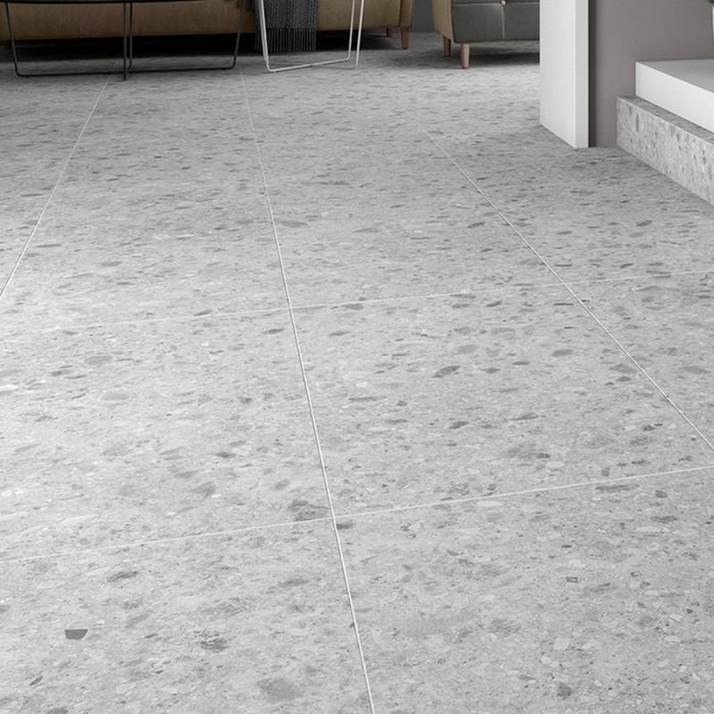 Dalle sur plots terrasse - Dalle GEOTECH Light Grey 60x60 – Terrazzo Ceppo di Grey 2 cm R11