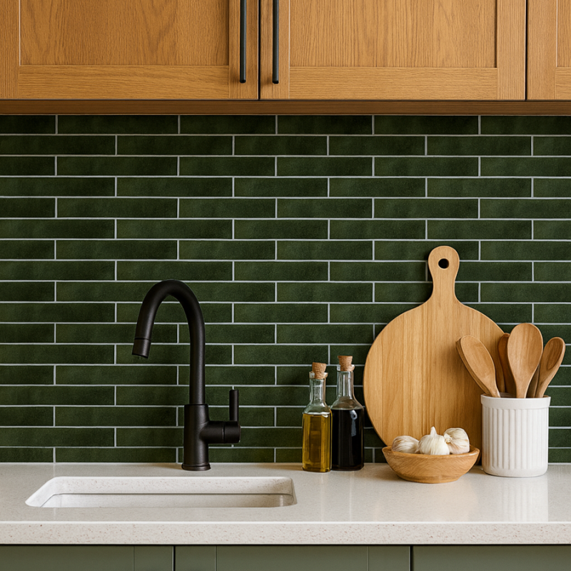 Zellige - Carrelage CHROMA GREEN 4,8x44,5 cm effet zellige