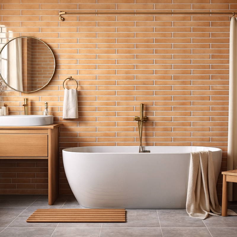 Zellige - Carrelage CHROMA TERRACOTA 4,8x44,5 cm effet zellige