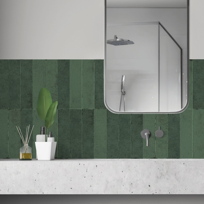 Zellige - Carrelage SOLLER GREEN 7,5x30 cm effet zellige