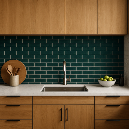 Zellige - Carrelage MALLORCA GREEN 7,5x30 cm effet zellige